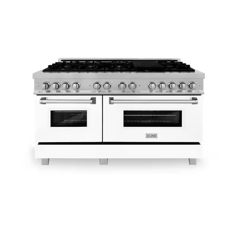 9 Burner Double Oven Dual Fuel Range with White Matte Door G146907