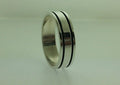 Polished Sterling Silver 6mm Double Black Groove Wedding Band 8 X908366