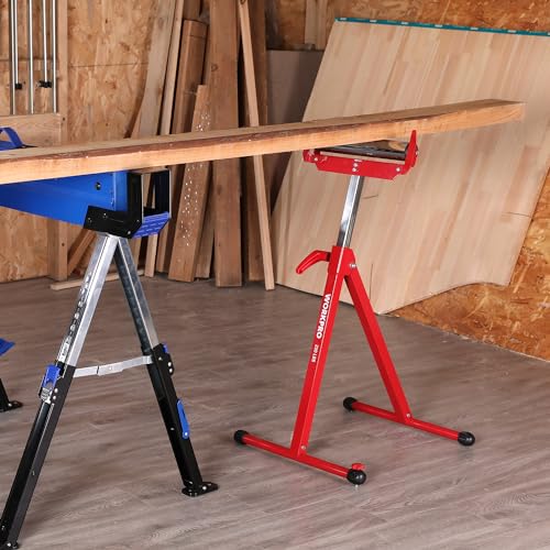 WORKPRO Folding Roller Stand Height Adjustable, Heavy Duty 250 LB Load Capacity, Outfeed Woodworking V48710