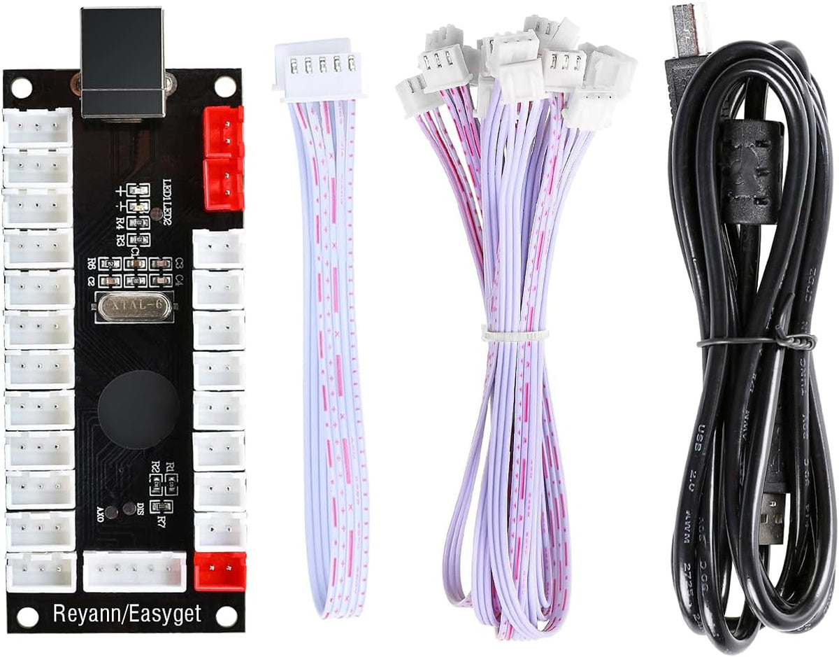 2X Zero Delay LED USB Encoder + 20x 28MM LED Arcade Buttons + 2X Joystick Q6917