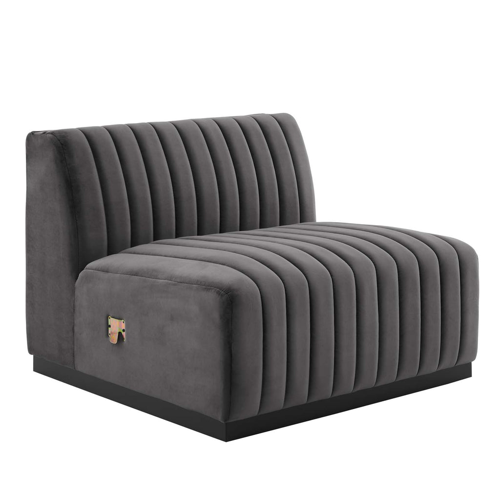 Black Gray Performance Velvet Sofa L25533