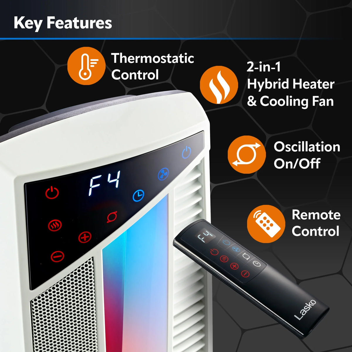 Black High Velocity Fan and Ceramic Space Heater with Remote U22263