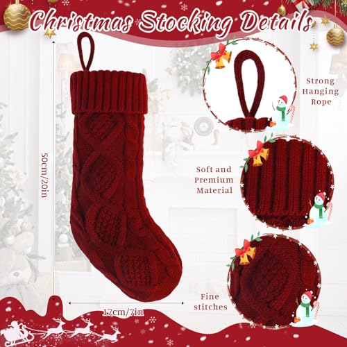 4 Pack 18 Inches Knitted Christmas Stockings Red Green White D55260