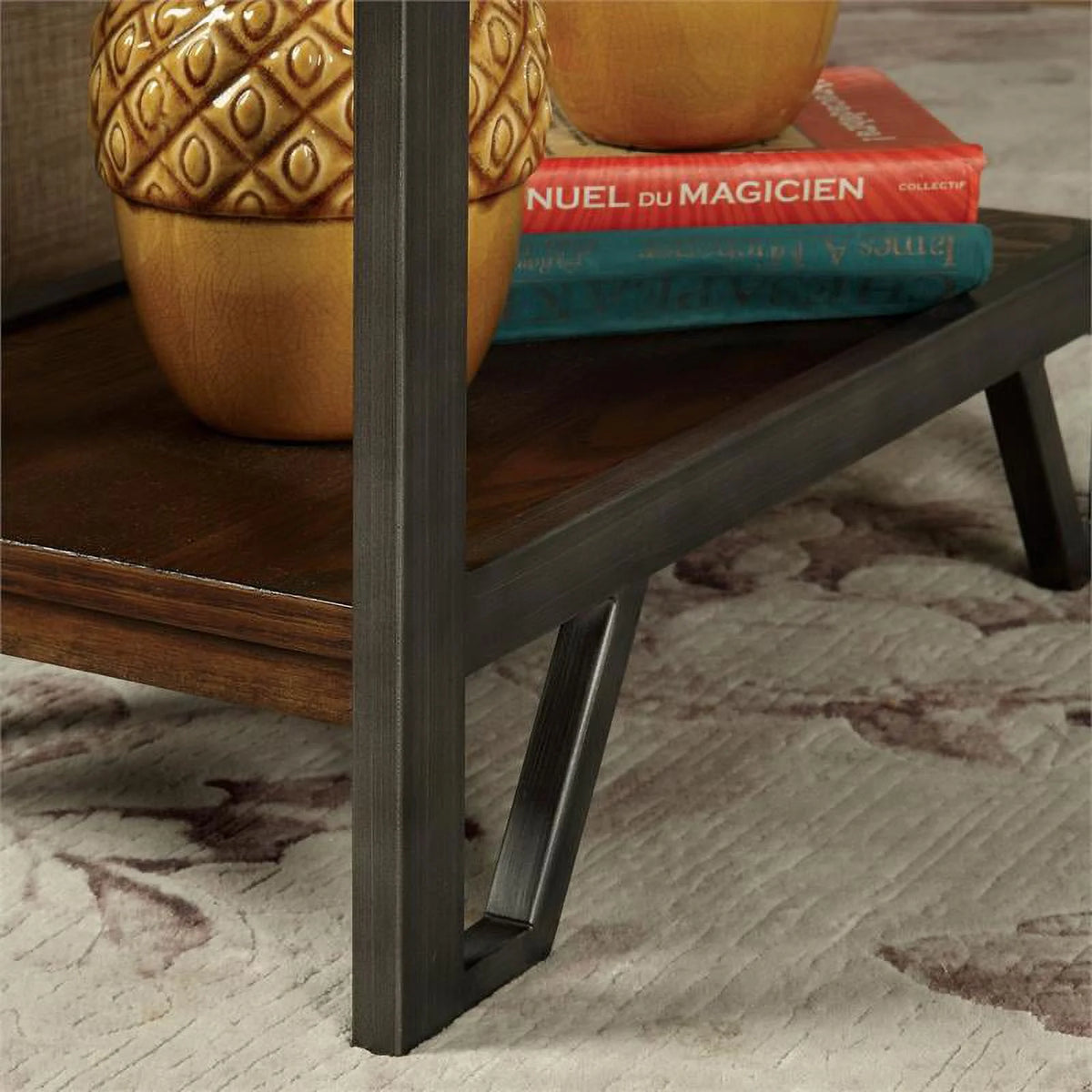 Farmhouse Wood 1-Drawer Side Table in Oak F82911