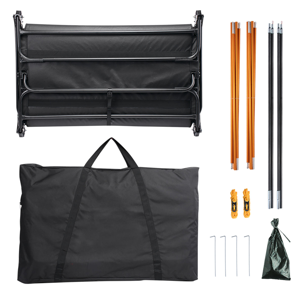 Green Double Tent Cot Folding Portable Waterproof Camping Bed for 2 Person with Rain Fly Bag P94810