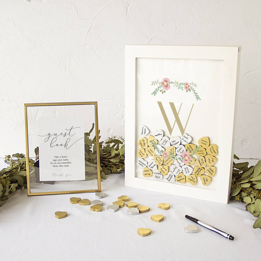 Floral Heart Drop Guestbook P9674