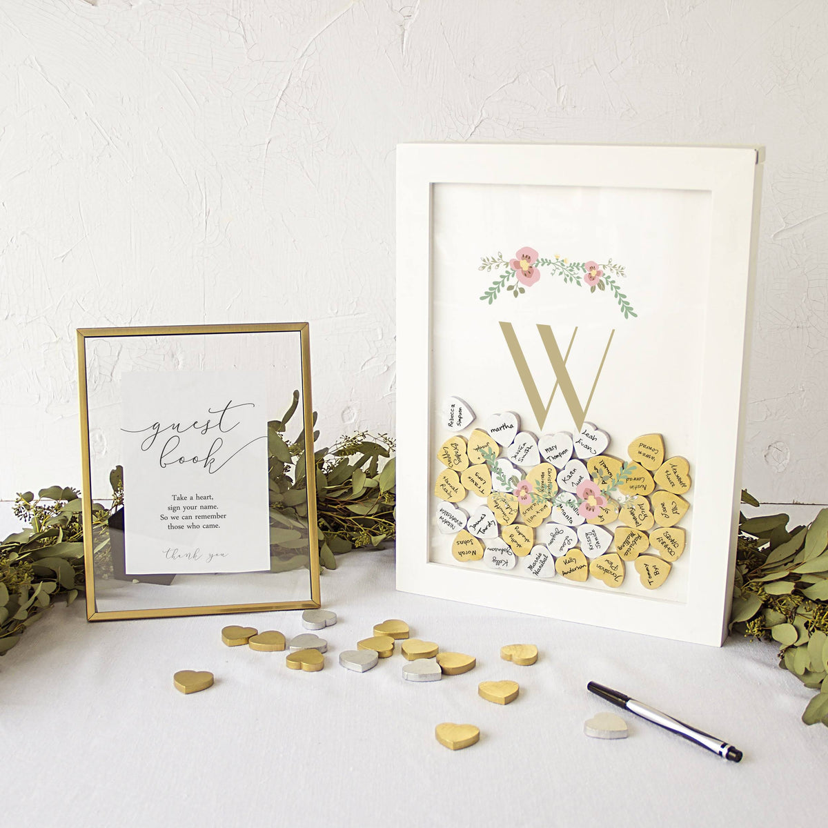 Floral Heart Drop Guestbook P9674