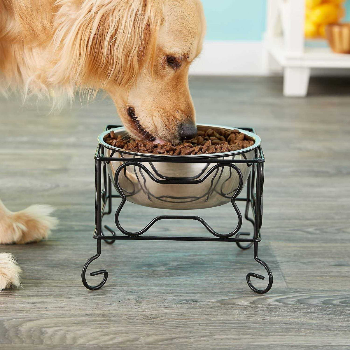 Wrought Iron Stand with Stainless Steel Feeder Bowl G3337