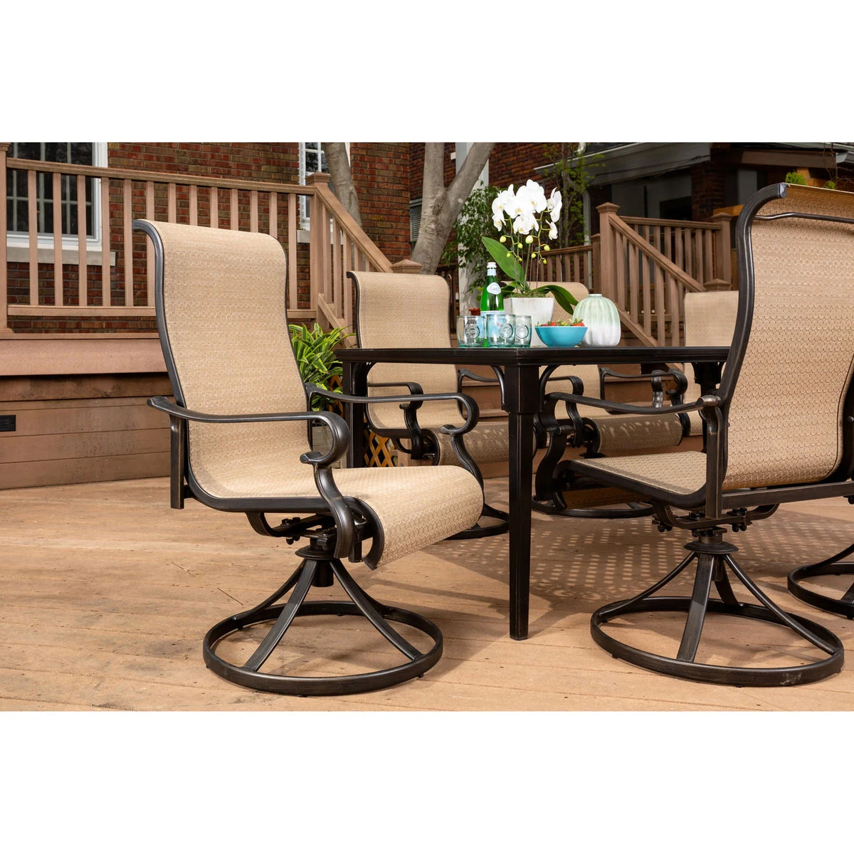 7-Piece Dining Set with Expandable Table and 6 Swivel Rockers H873