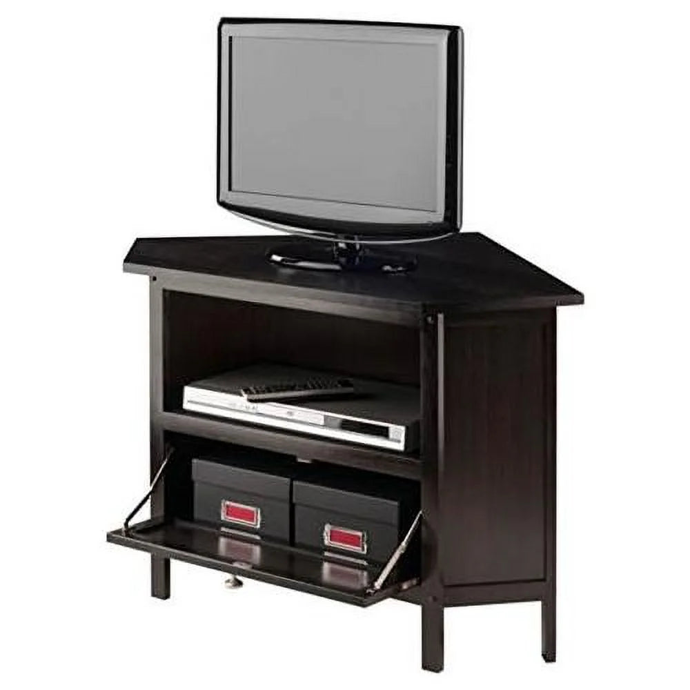 Espresso Corner TV Media Stand with Open Shelf F7415