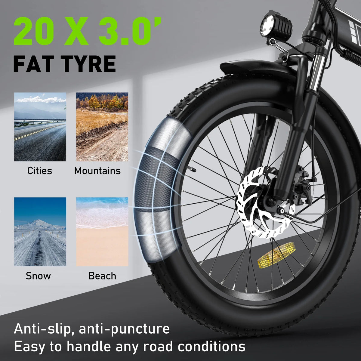 20" Fat Tire Foldable Electric Bike with 500W Battery C2720