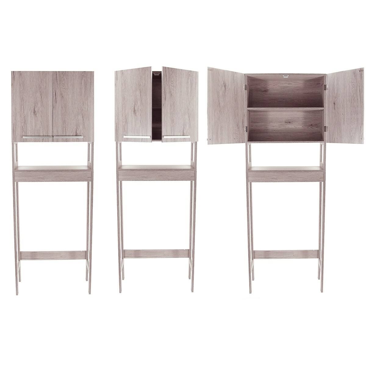 Washed Gray Oak Bath Over The Toilet Cabinet 2 Doors 1 Shelf Q928049