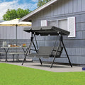 3-Seat Outdoor Swing Chair with Stand Adjustable Canopy Cushion Gray B2878