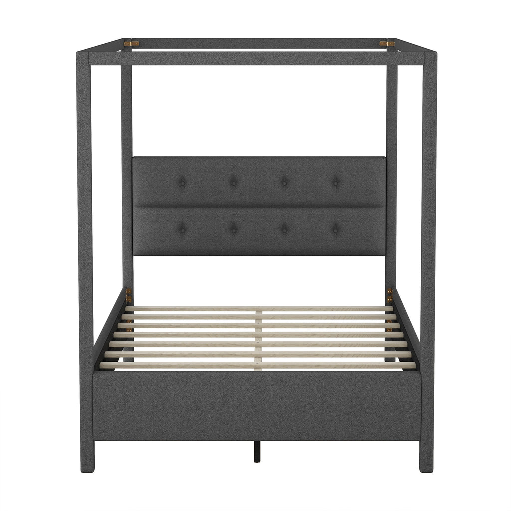 Queen Size Upholstery Canopy Platform Bed with Headboard S11707