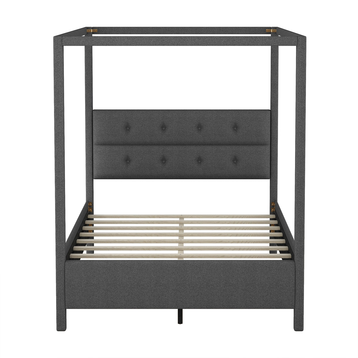 Queen Size Upholstery Canopy Platform Bed with Headboard S11707
