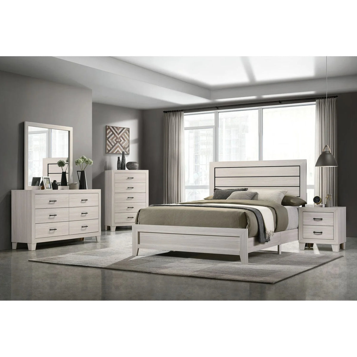 Gray 6 Drawer Wood Dresser with Mirror Y732051