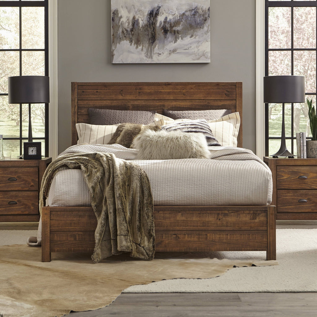 Rustic Walnut Queen Panel Bed G2938