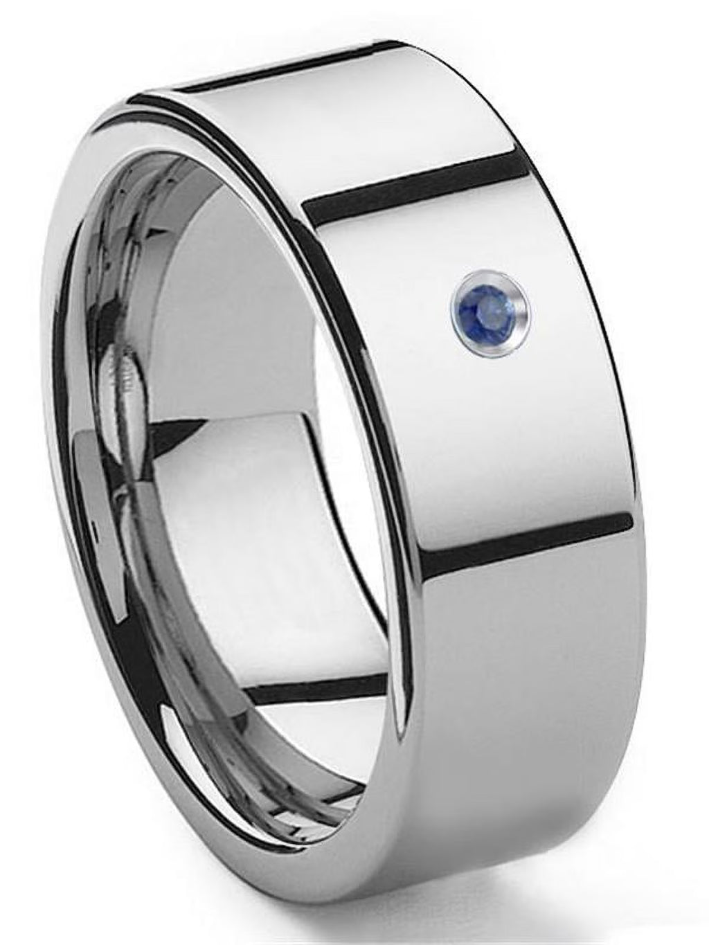 Titanium Tungsten Carbide Sapphire 10MM Flat Comfort Fit Mens Wedding Band Ring U5830