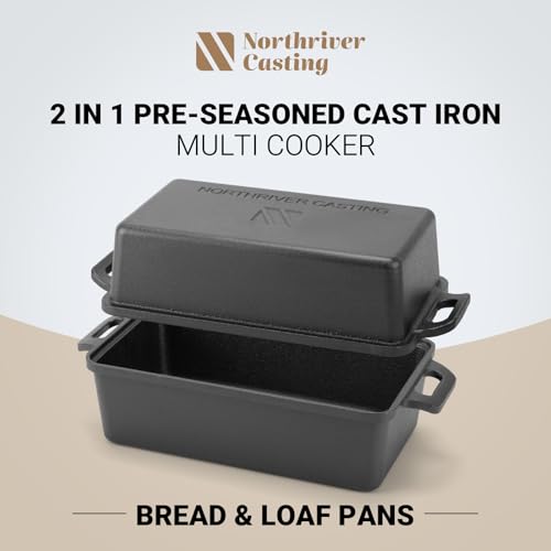 9x5 Inch Cast Iron Loaf Pan with Lid 2 Piece Set S648