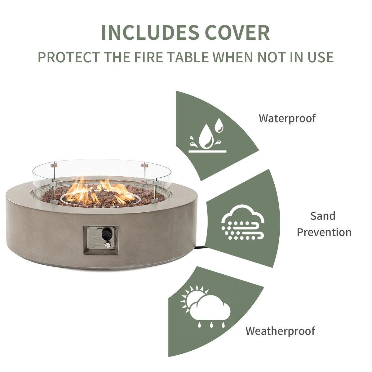 40.5 inch Round Grey Propane Fire Pit Table K86149