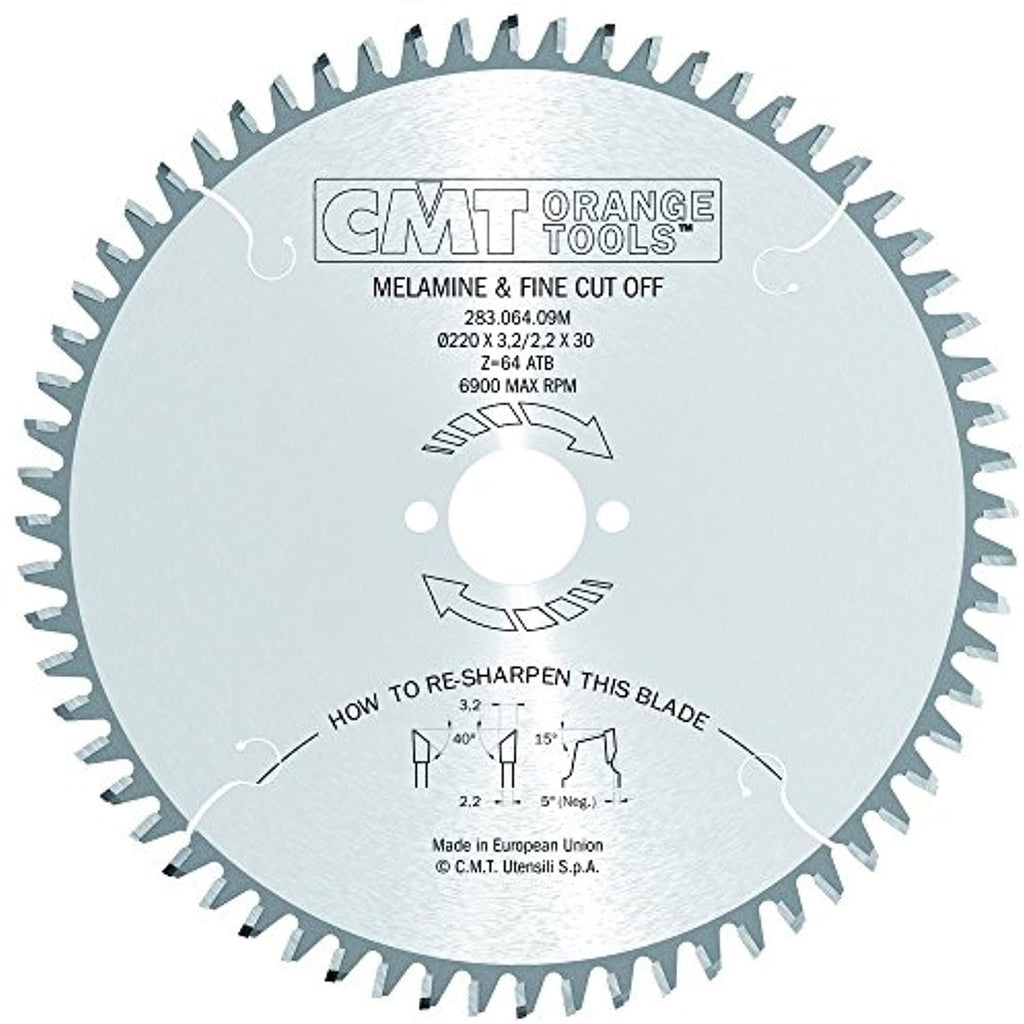 Industrial Melamine & Fine Cut-Off Saw Blade, 220mm x 64 Teeth with 30mm Bore M18085