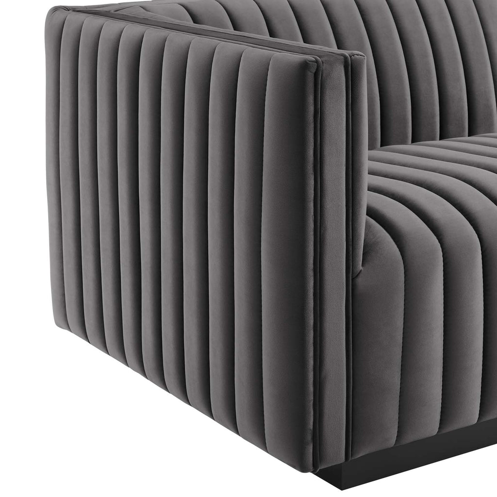 Black Gray Performance Velvet Sofa L25533