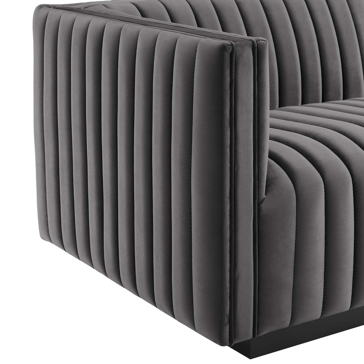 Black Gray Performance Velvet Sofa L25533