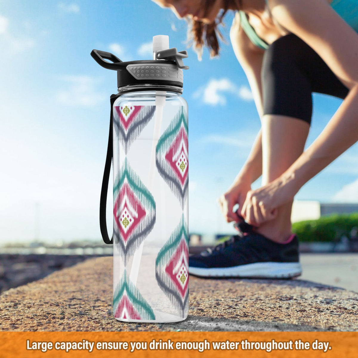 Clear 32oz Tritan Sports Water Bottle with Straw E7008