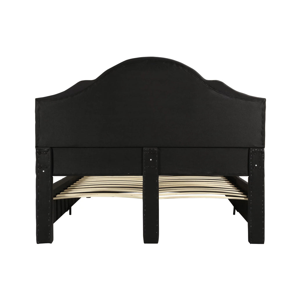 Black Button-Tufted Upholstered Queen Bed Frame U547366