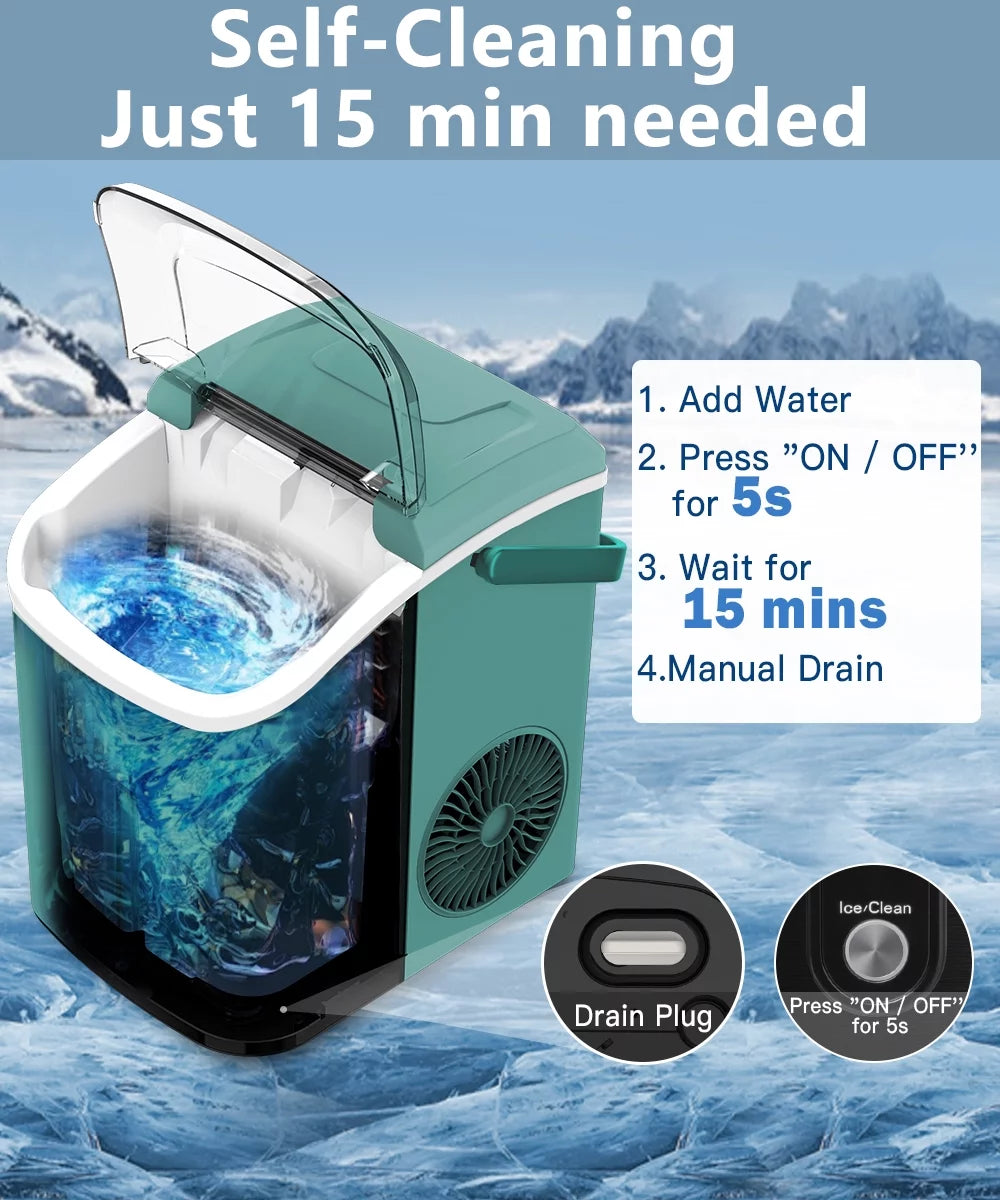 33lbs Countertop Ice Maker with Scoop, Black A12667