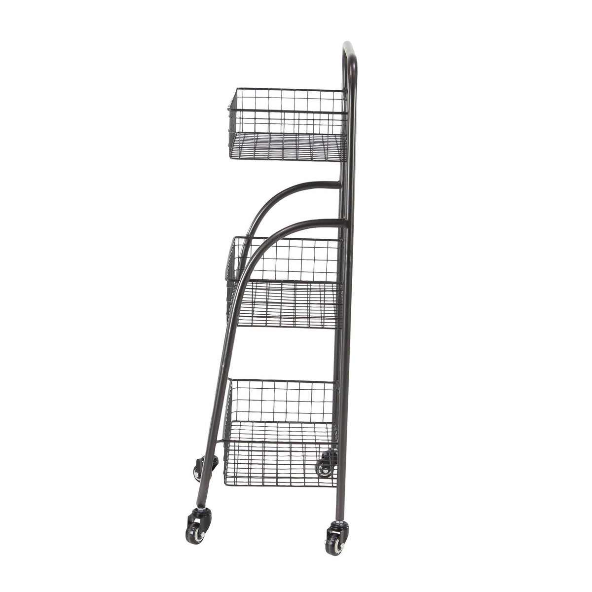 Black 3-Tiered Iron Storage Cart with Caster Wheels F7113