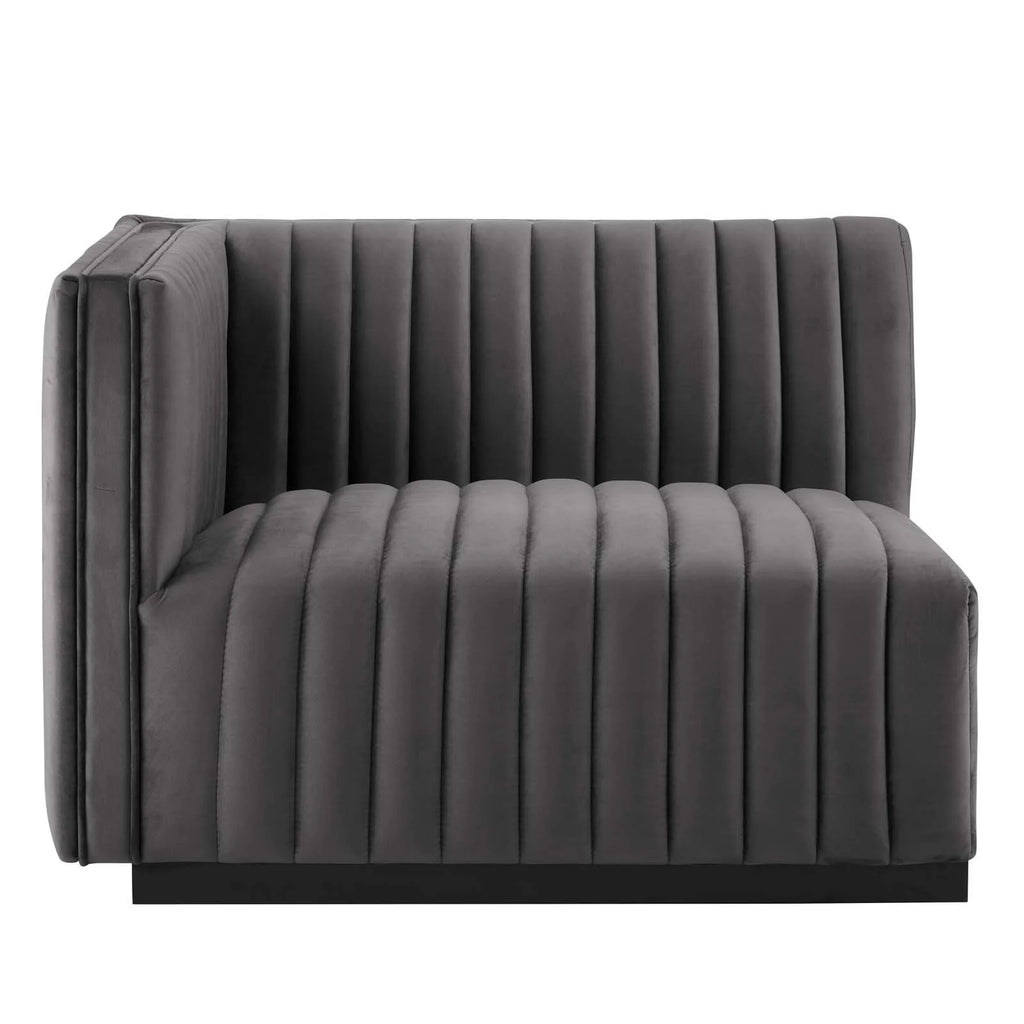 Black Gray Performance Velvet Sofa L25533
