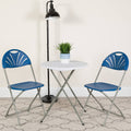 2 Pack Blue Plastic Fan Back Folding Chair F1651