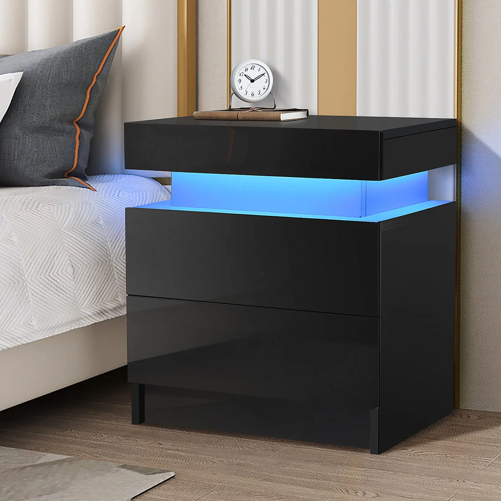 White 2 Drawer High Gloss Nightstand O61494