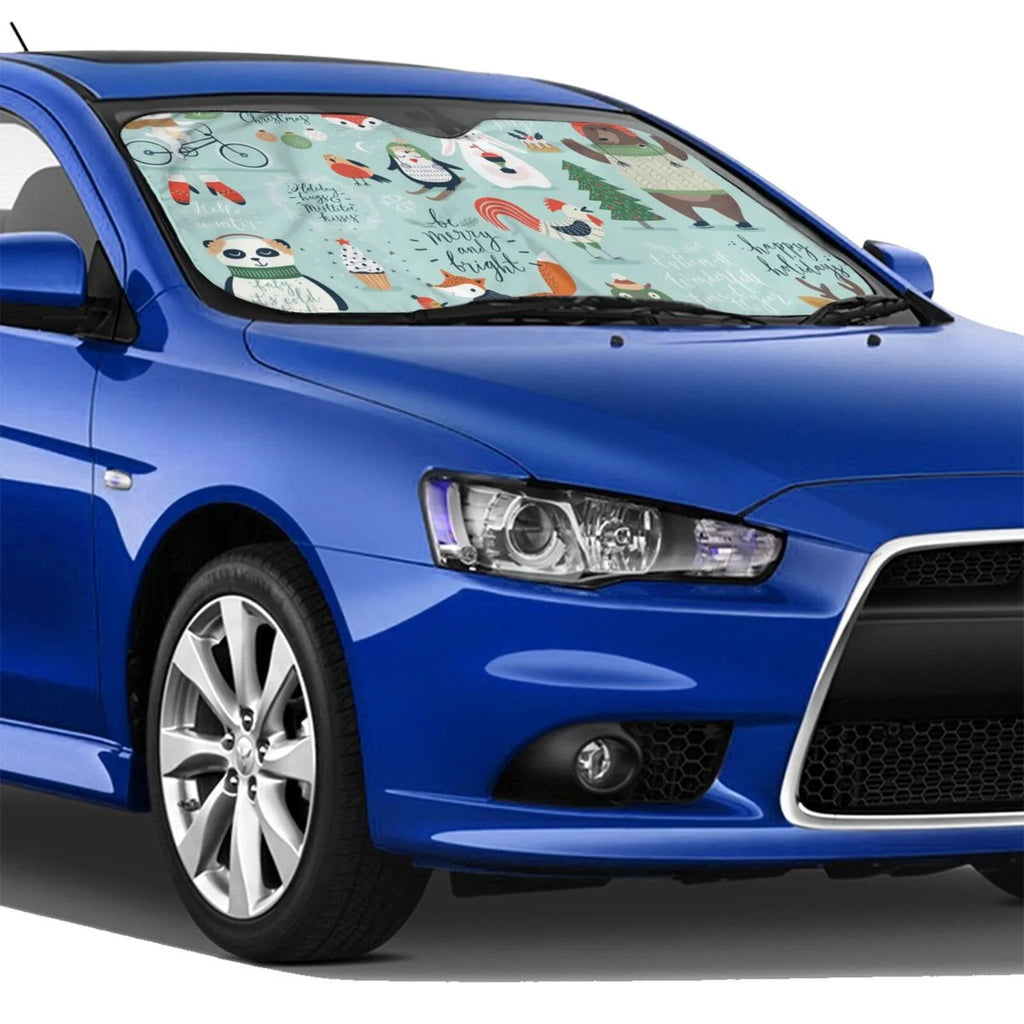 Christmas Winter Animals Windshield Sun Shade X988