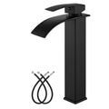 Tall Single Handle Stainless Steel Vessel Sink Faucet with Pop Up Drain, Matte Black N419