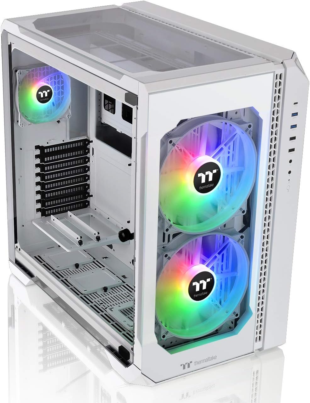E-ATX Full Tower Computer Case with 2 200mm ARGB Fans and 140mm Black Rear Fan P2397