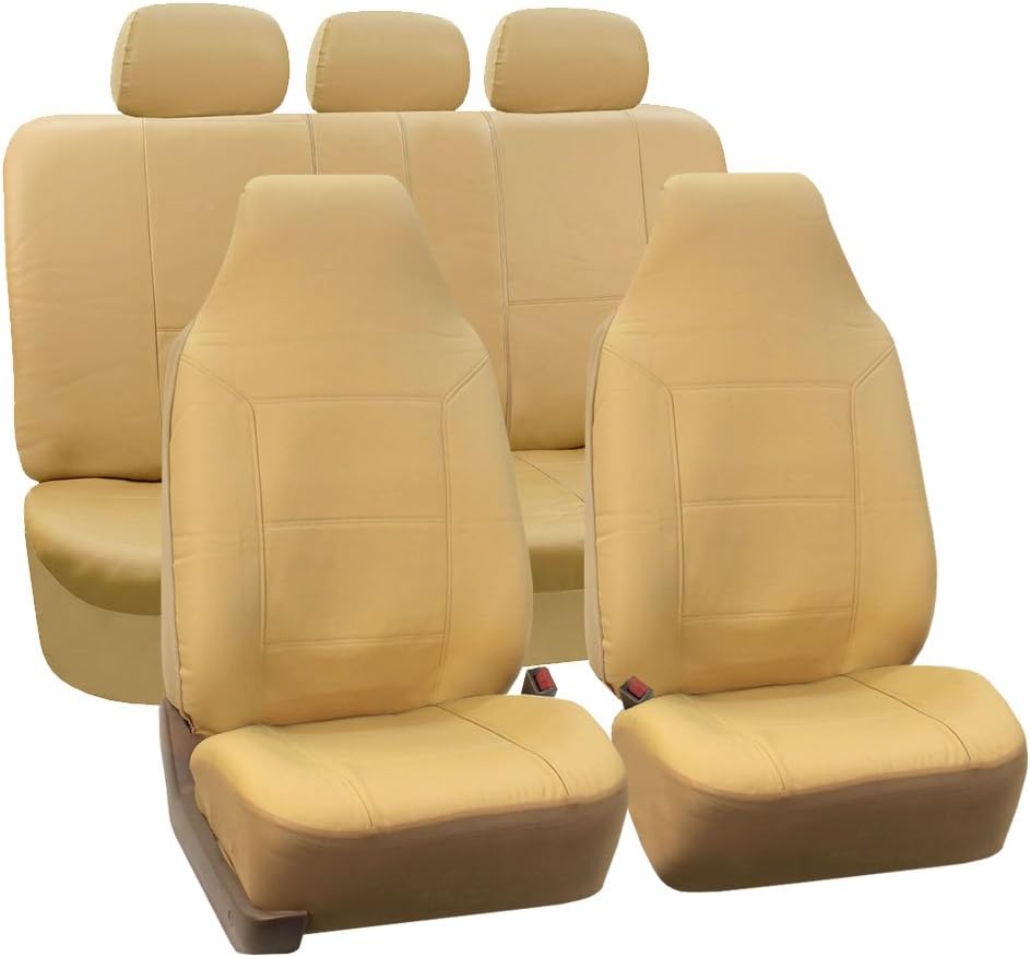 Gray Leather Seat Covers Full Set Pack of 2 D61967