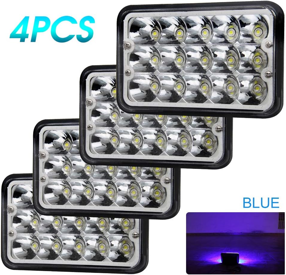 4x6 inch LED Headlights Yellow Halo Dot Rectangular Replacement N425