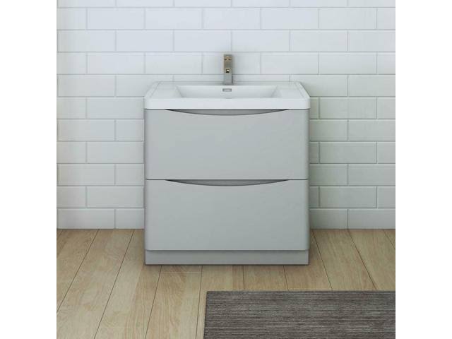 Glossy Gray Free Standing Bathroom Cabinet G947