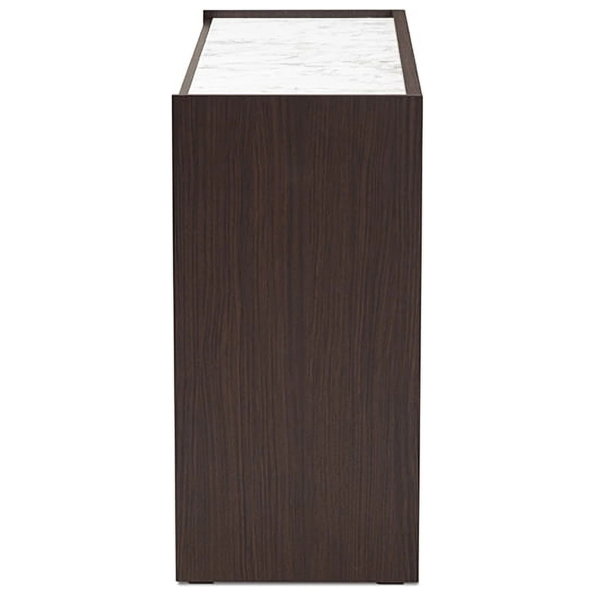 Dark Brown Gold Wood 6-Drawer Dresser with Faux Marble Top S6118