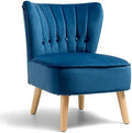 Armless Velvet Accent Chair with Rubber Wood Legs U749