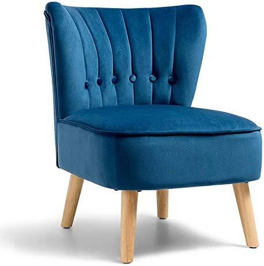 Armless Velvet Accent Chair with Rubber Wood Legs U749