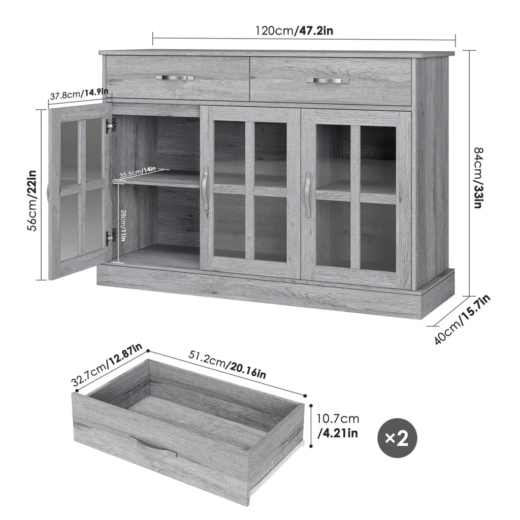 Gray 3 Door 2 Drawer Buffet Cabinet N7372