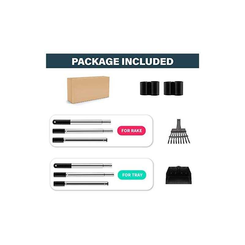 Durable Dog Poop Scoop Long Handle Tray and Rake Set D301