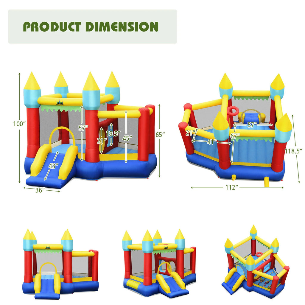 Inflatable Bounce House Slide with Tunnels Ball Pit & 480W Blower L1388