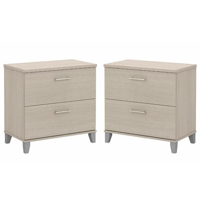 2 Piece Engineered Wood Lateral Filing Cabinet Set in Sand Oak I5937