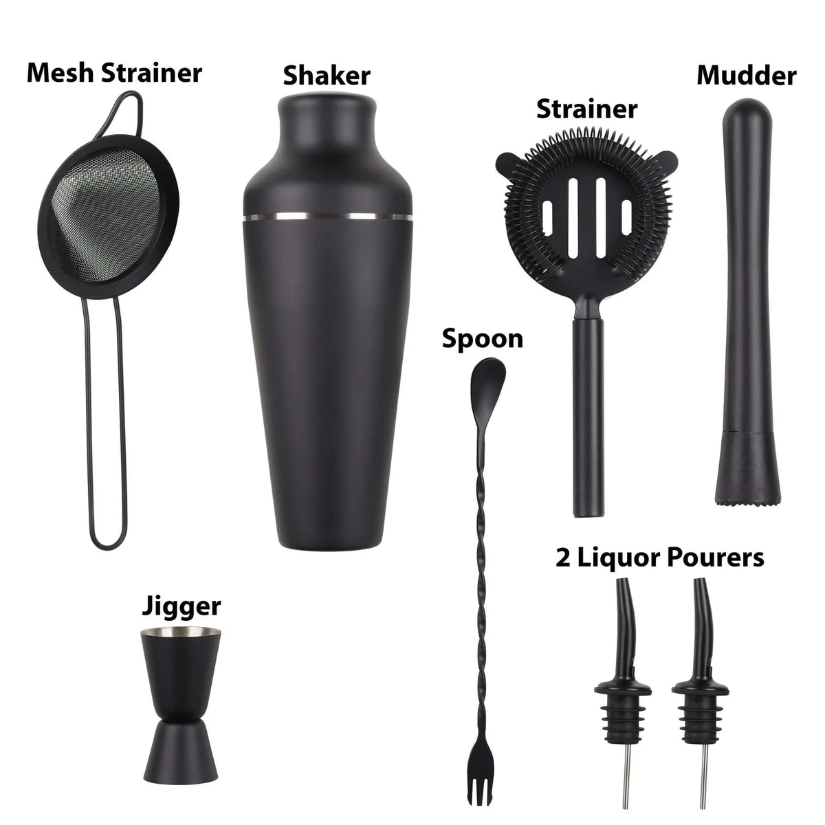 8-Piece Cocktail Shaker Set with Wooden Stand R649750