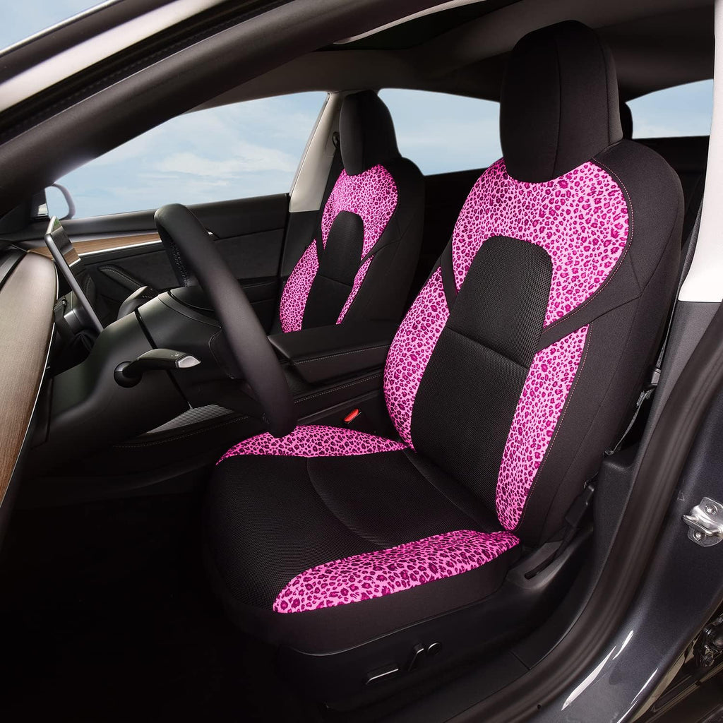 Red and Black Fabric Car Seat Cover Set for Tesla Model 3/Y Q985454