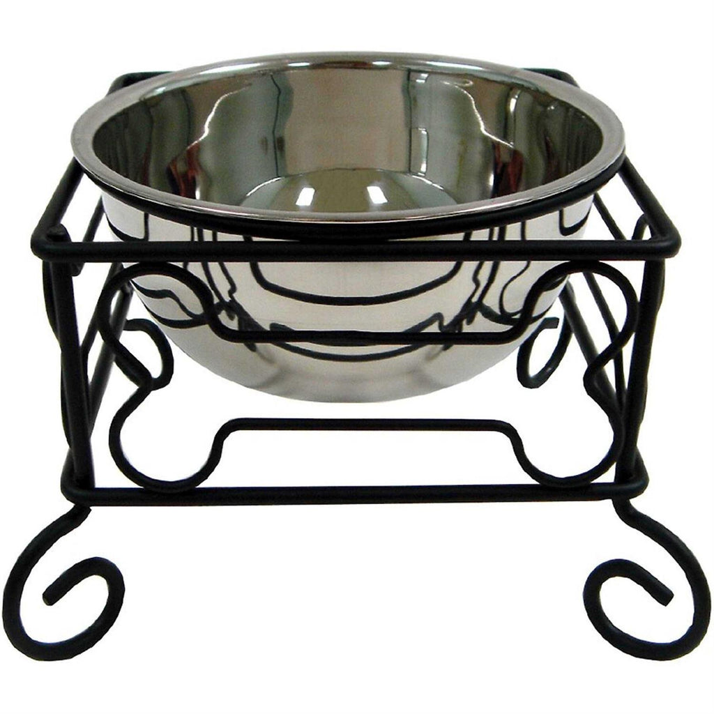 Wrought Iron Stand with Stainless Steel Feeder Bowl G3337
